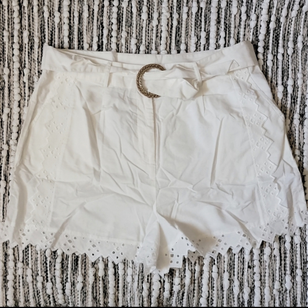 Topshop White Embroidered Shorts